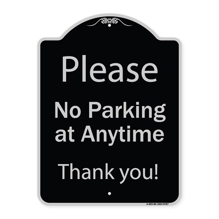 Signmission Designer Series-Please No Parking At Anytime Black & Silver, 24" x 18", BS-1824-9787 A-DES-BS-1824-9787